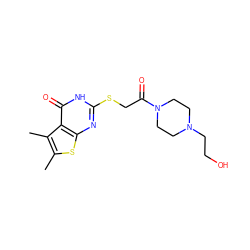 Cc1sc2nc(SCC(=O)N3CCN(CCO)CC3)[nH]c(=O)c2c1C ZINC000019791125