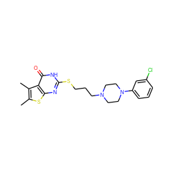 Cc1sc2nc(SCCCN3CCN(c4cccc(Cl)c4)CC3)[nH]c(=O)c2c1C ZINC000013761016