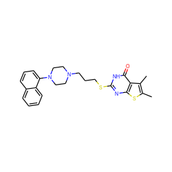 Cc1sc2nc(SCCCN3CCN(c4cccc5ccccc45)CC3)[nH]c(=O)c2c1C ZINC000013761018