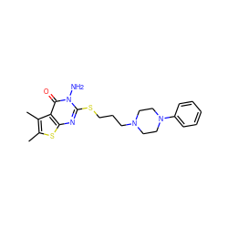 Cc1sc2nc(SCCCN3CCN(c4ccccc4)CC3)n(N)c(=O)c2c1C ZINC000013761031