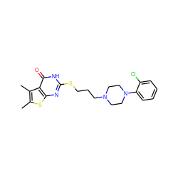 Cc1sc2nc(SCCCN3CCN(c4ccccc4Cl)CC3)[nH]c(=O)c2c1C ZINC000013761015