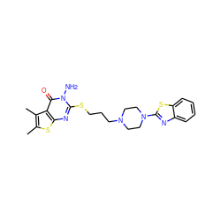 Cc1sc2nc(SCCCN3CCN(c4nc5ccccc5s4)CC3)n(N)c(=O)c2c1C ZINC000059855844