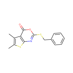 Cc1sc2nc(SCc3ccccc3)oc(=O)c2c1C ZINC000013779503