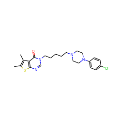 Cc1sc2ncn(CCCCCN3CCN(c4ccc(Cl)cc4)CC3)c(=O)c2c1C ZINC000299860632