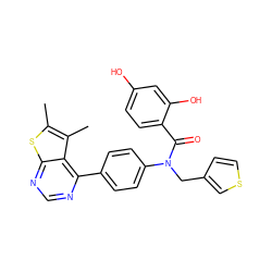 Cc1sc2ncnc(-c3ccc(N(Cc4ccsc4)C(=O)c4ccc(O)cc4O)cc3)c2c1C ZINC000653663067