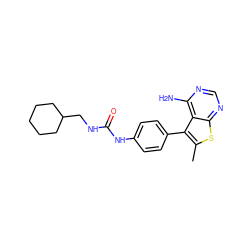 Cc1sc2ncnc(N)c2c1-c1ccc(NC(=O)NCC2CCCCC2)cc1 ZINC000013673605