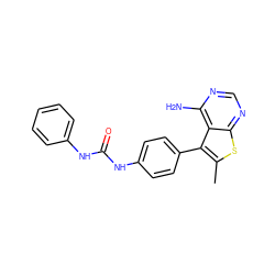 Cc1sc2ncnc(N)c2c1-c1ccc(NC(=O)Nc2ccccc2)cc1 ZINC000013673583