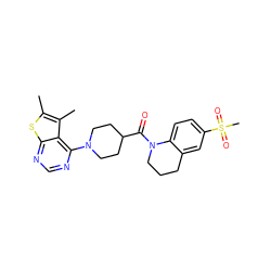 Cc1sc2ncnc(N3CCC(C(=O)N4CCCc5cc(S(C)(=O)=O)ccc54)CC3)c2c1C ZINC000084065511