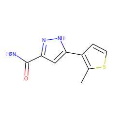 Cc1sccc1-c1cc(C(N)=O)n[nH]1 ZINC000299822160