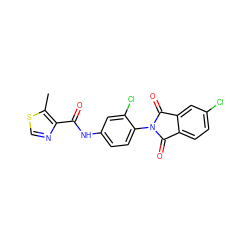 Cc1scnc1C(=O)Nc1ccc(N2C(=O)c3ccc(Cl)cc3C2=O)c(Cl)c1 ZINC000653696891