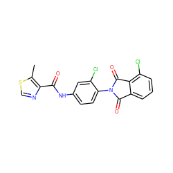 Cc1scnc1C(=O)Nc1ccc(N2C(=O)c3cccc(Cl)c3C2=O)c(Cl)c1 ZINC000653696906