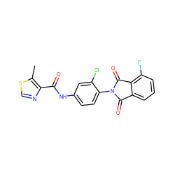 Cc1scnc1C(=O)Nc1ccc(N2C(=O)c3cccc(F)c3C2=O)c(Cl)c1 ZINC000653691071