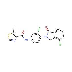 Cc1scnc1C(=O)Nc1ccc(N2Cc3c(Cl)cccc3C2=O)c(Cl)c1 ZINC000653738239