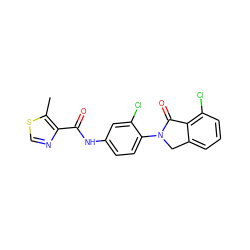 Cc1scnc1C(=O)Nc1ccc(N2Cc3cccc(Cl)c3C2=O)c(Cl)c1 ZINC000653738030