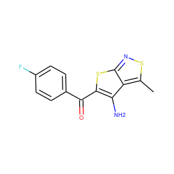 Cc1snc2sc(C(=O)c3ccc(F)cc3)c(N)c12 ZINC000001398263