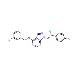 Cl[C@@H](Cn1ncc2c(NCc3cccc(Br)c3)ncnc21)c1ccc(Br)cc1 ZINC000096272493