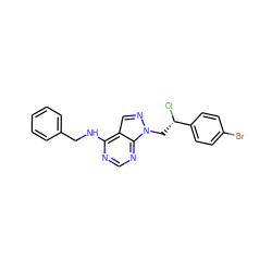 Cl[C@@H](Cn1ncc2c(NCc3ccccc3)ncnc21)c1ccc(Br)cc1 ZINC000096272511