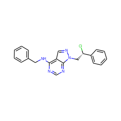 Cl[C@@H](Cn1ncc2c(NCc3ccccc3)ncnc21)c1ccccc1 ZINC000029136059