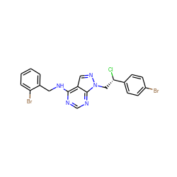 Cl[C@@H](Cn1ncc2c(NCc3ccccc3Br)ncnc21)c1ccc(Br)cc1 ZINC000096907506