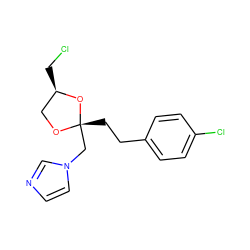 ClC[C@@H]1CO[C@@](CCc2ccc(Cl)cc2)(Cn2ccnc2)O1 ZINC000040392843