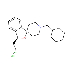 ClCC[C@@H]1OC2(CCN(CC3CCCCC3)CC2)c2ccccc21 ZINC000066259580