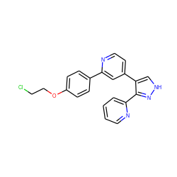 ClCCOc1ccc(-c2cc(-c3c[nH]nc3-c3ccccn3)ccn2)cc1 ZINC000013684435