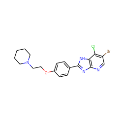 Clc1c(Br)cnc2nc(-c3ccc(OCCN4CCCCC4)cc3)[nH]c12 ZINC000084597047