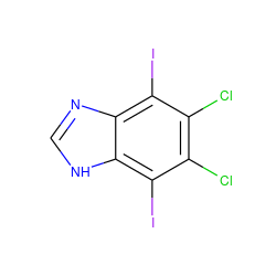 Clc1c(Cl)c(I)c2[nH]cnc2c1I ZINC000045353813