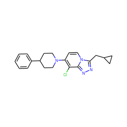 Clc1c(N2CCC(c3ccccc3)CC2)ccn2c(CC3CC3)nnc12 ZINC000095575061