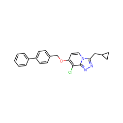 Clc1c(OCc2ccc(-c3ccccc3)cc2)ccn2c(CC3CC3)nnc12 ZINC001772636249