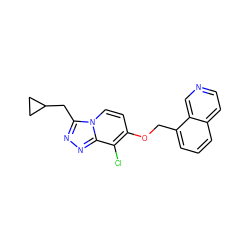 Clc1c(OCc2cccc3ccncc23)ccn2c(CC3CC3)nnc12 ZINC001772652915