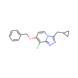 Clc1c(OCc2ccccc2)ccn2c(CC3CC3)nnc12 ZINC001772646401