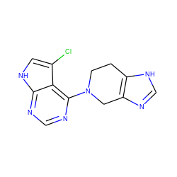 Clc1c[nH]c2ncnc(N3CCc4[nH]cnc4C3)c12 ZINC000016052800