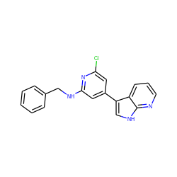 Clc1cc(-c2c[nH]c3ncccc23)cc(NCc2ccccc2)n1 ZINC000063298103