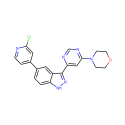 Clc1cc(-c2ccc3[nH]nc(-c4cc(N5CCOCC5)ncn4)c3c2)ccn1 ZINC000225528939