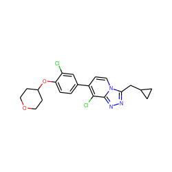 Clc1cc(-c2ccn3c(CC4CC4)nnc3c2Cl)ccc1OC1CCOCC1 ZINC000143598224