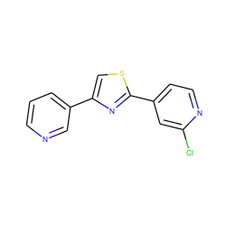 Clc1cc(-c2nc(-c3cccnc3)cs2)ccn1 ZINC000073315418