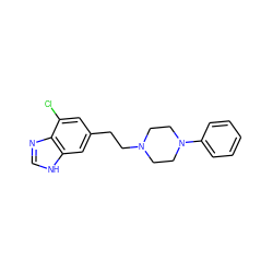 Clc1cc(CCN2CCN(c3ccccc3)CC2)cc2[nH]cnc12 ZINC000040939895