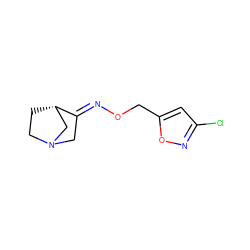 Clc1cc(CO/N=C2\CN3CC[C@H]2C3)on1 ZINC000026727703