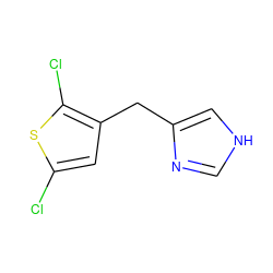 Clc1cc(Cc2c[nH]cn2)c(Cl)s1 ZINC000013862258