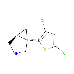 Clc1cc(Cl)c([C@]23CNC[C@H]2C3)s1 ZINC000040848200