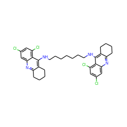 Clc1cc(Cl)c2c(NCCCCCCCNc3c4c(nc5cc(Cl)cc(Cl)c35)CCCC4)c3c(nc2c1)CCCC3 ZINC000014947265