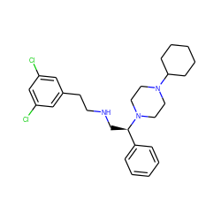 Clc1cc(Cl)cc(CCNC[C@H](c2ccccc2)N2CCN(C3CCCCC3)CC2)c1 ZINC000028522337