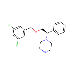 Clc1cc(Cl)cc(COC[C@@H](c2ccccc2)N2CCNCC2)c1 ZINC000022926752