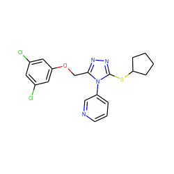 Clc1cc(Cl)cc(OCc2nnc(SC3CCCC3)n2-c2cccnc2)c1 ZINC000095594635