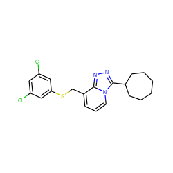 Clc1cc(Cl)cc(SCc2cccn3c(C4CCCCCC4)nnc23)c1 ZINC000072107875