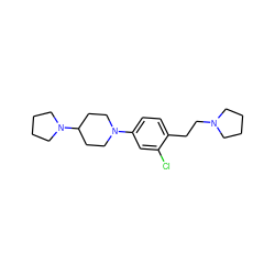 Clc1cc(N2CCC(N3CCCC3)CC2)ccc1CCN1CCCC1 ZINC000103298412