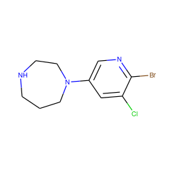 Clc1cc(N2CCCNCC2)cnc1Br ZINC000013703919