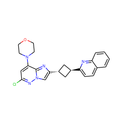 Clc1cc(N2CCOCC2)c2nc([C@H]3C[C@H](c4ccc5ccccc5n4)C3)cn2n1 ZINC001772639151