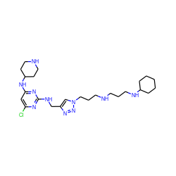 Clc1cc(NC2CCNCC2)nc(NCc2cn(CCCNCCCNC3CCCCC3)nn2)n1 ZINC001772575617